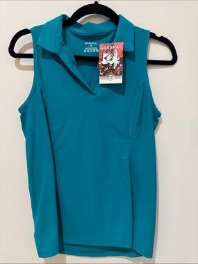 Women's Teal Sleeveless Polo Top